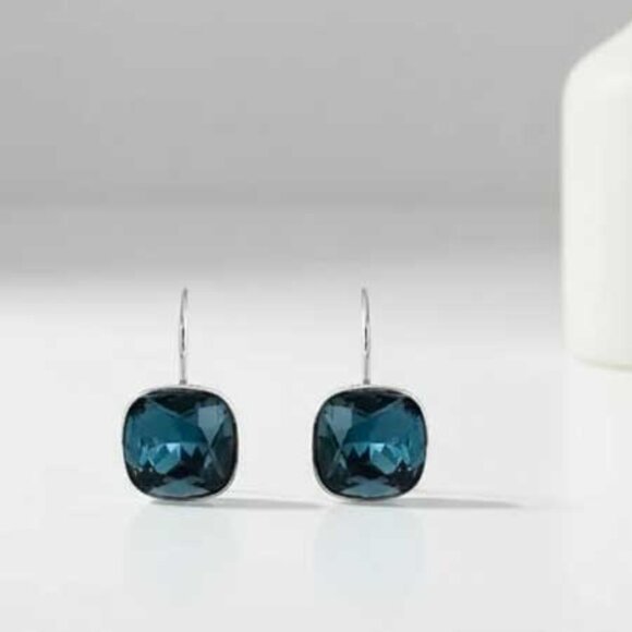 Ladies Blue Platinum Earrings - Picture 1 of 7